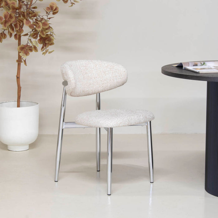 DÉJA Living - Eetkamerstoel Beige|Chrome - Skara - Set van 2
