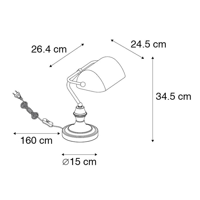 QAZQA Klassieke notarislamp zwart met gerookt spiegel glas - Banker