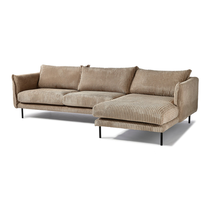 by fonQ Ribbon Hoekbank met Chaise Longue Rechts - Rib - Mink
