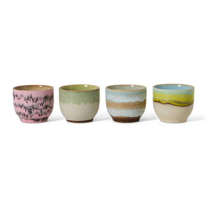 HKliving 70's Ceramics Koffiekop 0,25 L - Set van 4 - Deco