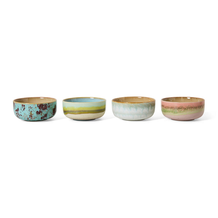 HKliving 70's Ceramics Dessert Kommen Ø 12,5 cm - Set van 4 - Impression