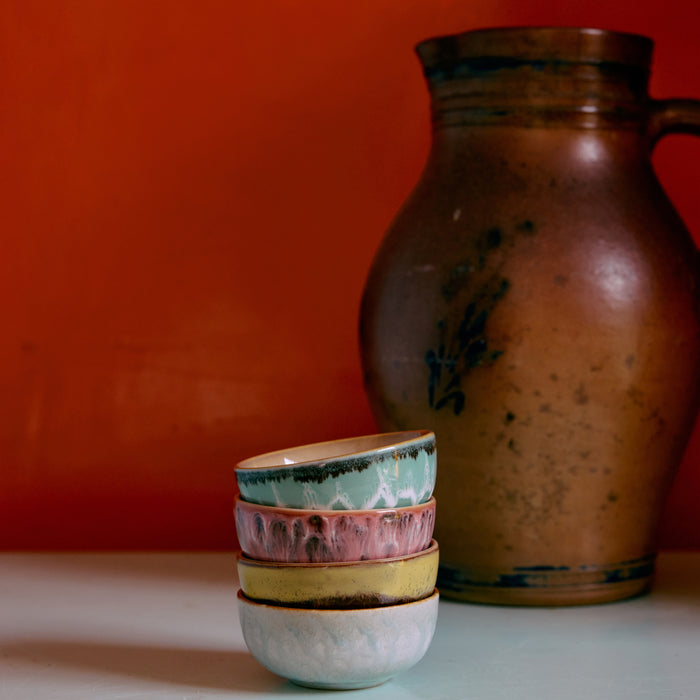 HKliving 70's Ceramics Kommetjes Ø 8,3 cm - Set van 4 - Modernist