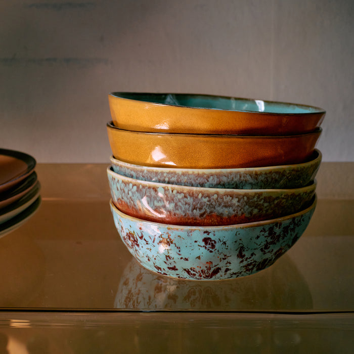 HKliving 70's Ceramics Pastaborden - Set van 2 - Patina