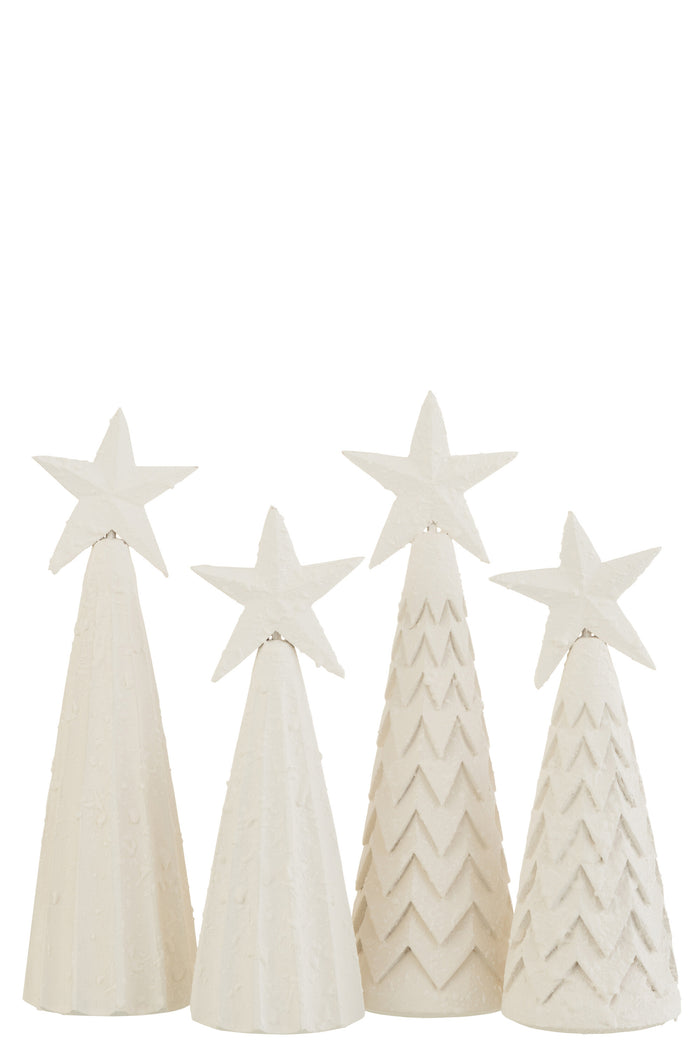 J-Line decoratie Kerstboom - hout - wit - large - 2 stuks