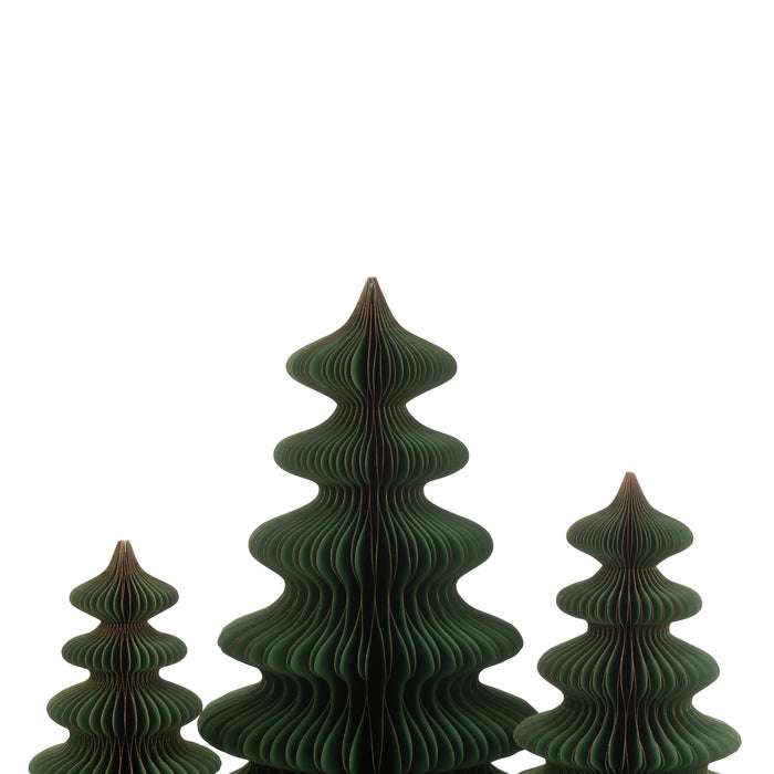 J-Line decoratie christmas tree waves - papier - donkergroen