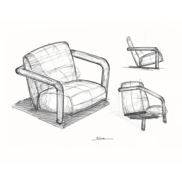 Tikamoon - Nina - Lage fauteuil in massief mindihout en ecru stof