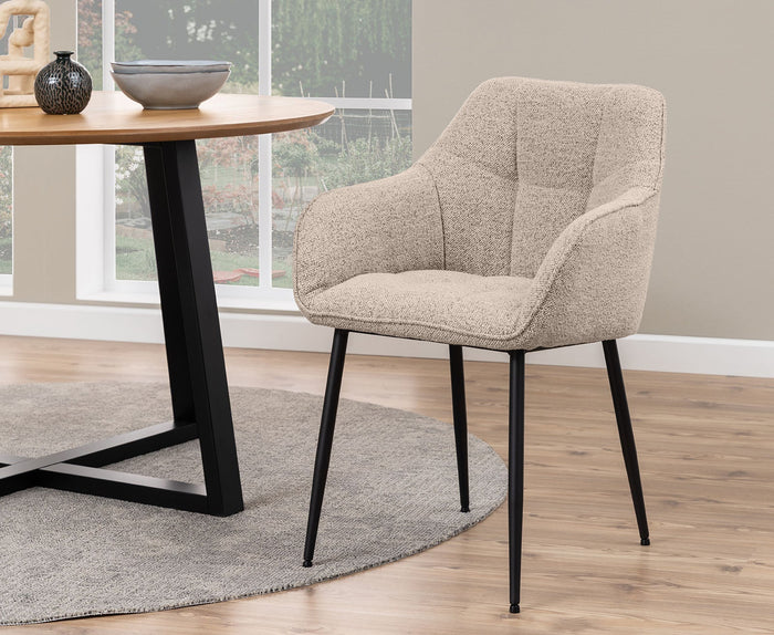 Rebellenclub Nivala Eetkamerstoel - Set van 2 - Beige met Mat Zwarte