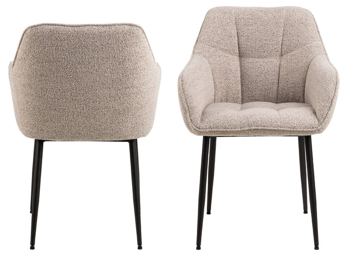 Rebellenclub Nivala Eetkamerstoel - Set van 2 - Beige met Mat Zwarte