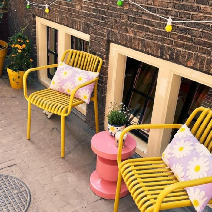 VDG Stripe stapelbare tuinstoel - Mosterdgeel