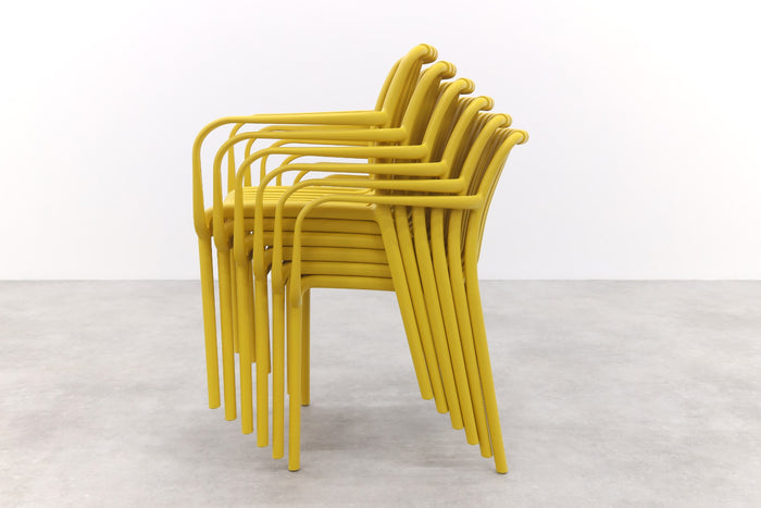 VDG Stripe stapelbare tuinstoel - Mosterdgeel