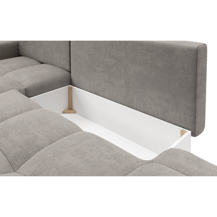 by fonQ Charme Hoekbank Links met Slaapfunctie - Chenille - Warmgrijs