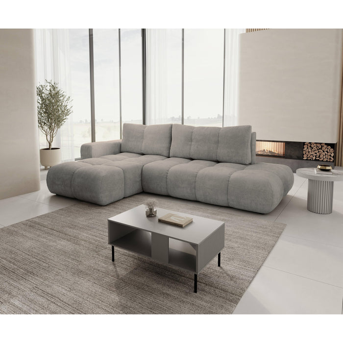 by fonQ Charme Hoekbank Links met Slaapfunctie - Chenille - Warmgrijs