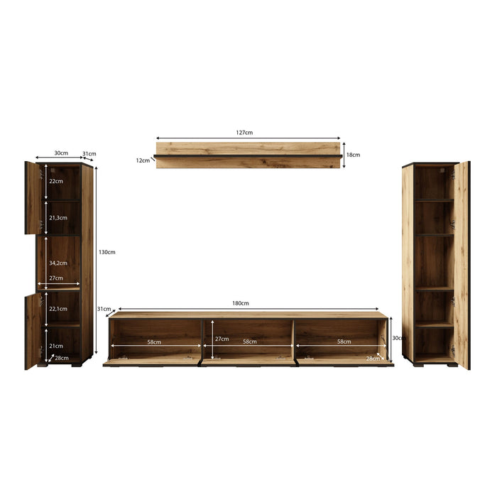 Meubella Wandmeubel Betty - Eiken