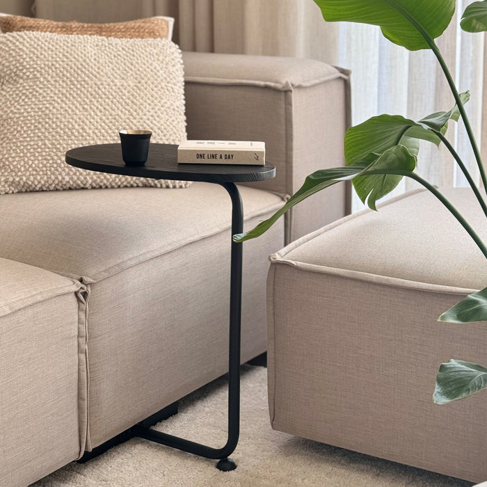 QUVIO Bijzettafel ovaal - 30 x 45 x 60 cm - Zwart