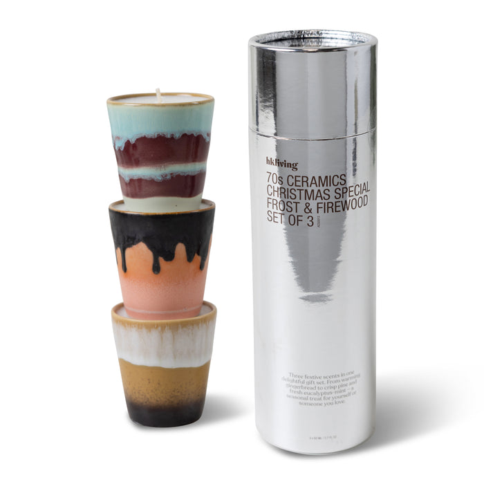 HKliving 70's Christmas Special Geurkaars - Set van 3 - Frost & Firewood