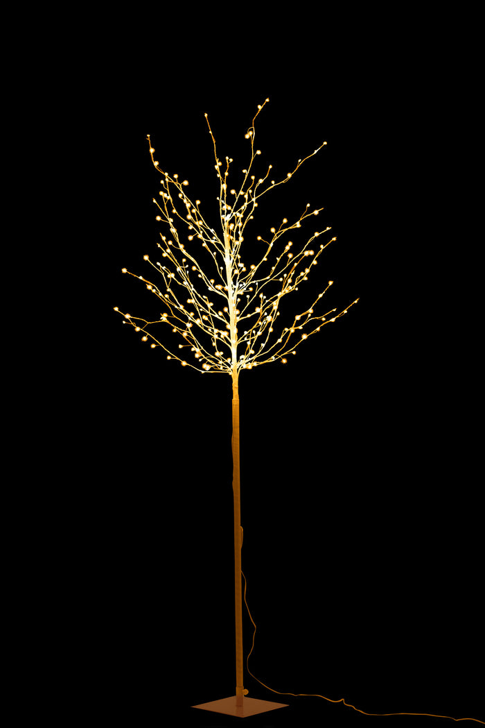 J-Line boom kaal - metaal - wit - large - LED lichtjes