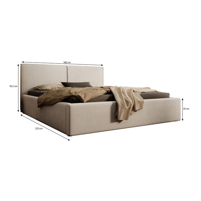 Meubella - Tweepersoonsbed Infinity - Zwart ribstof - 160x200 cm