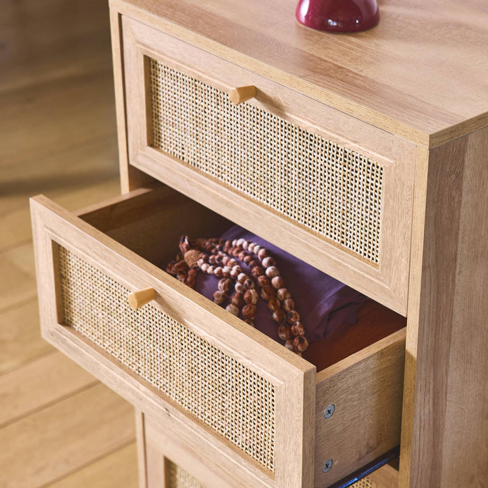 sweeek - Ladekast 4 lades effect hout en rotan