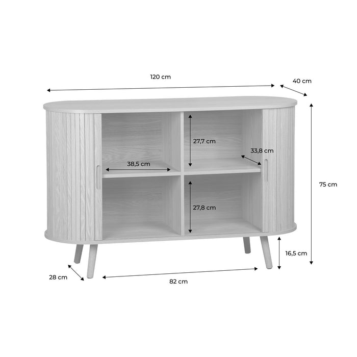 sweeek - Scandinavisch dressoir met 2 schuifdeuren, 120cm