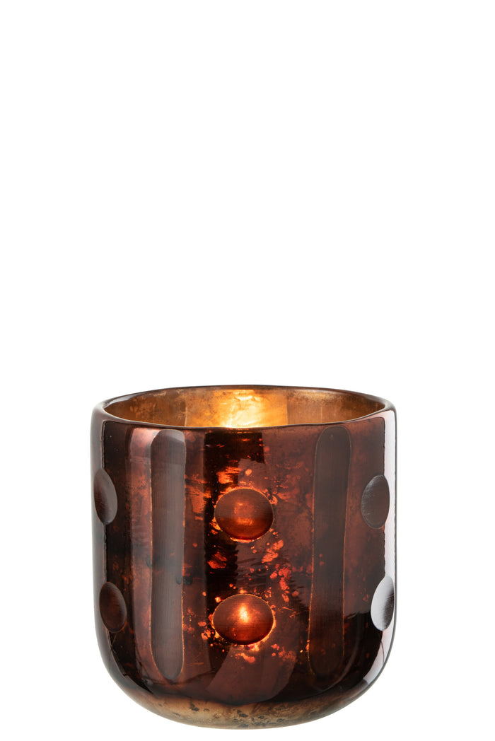 J-Line windlicht Coconut Cylinder - glas - bruin