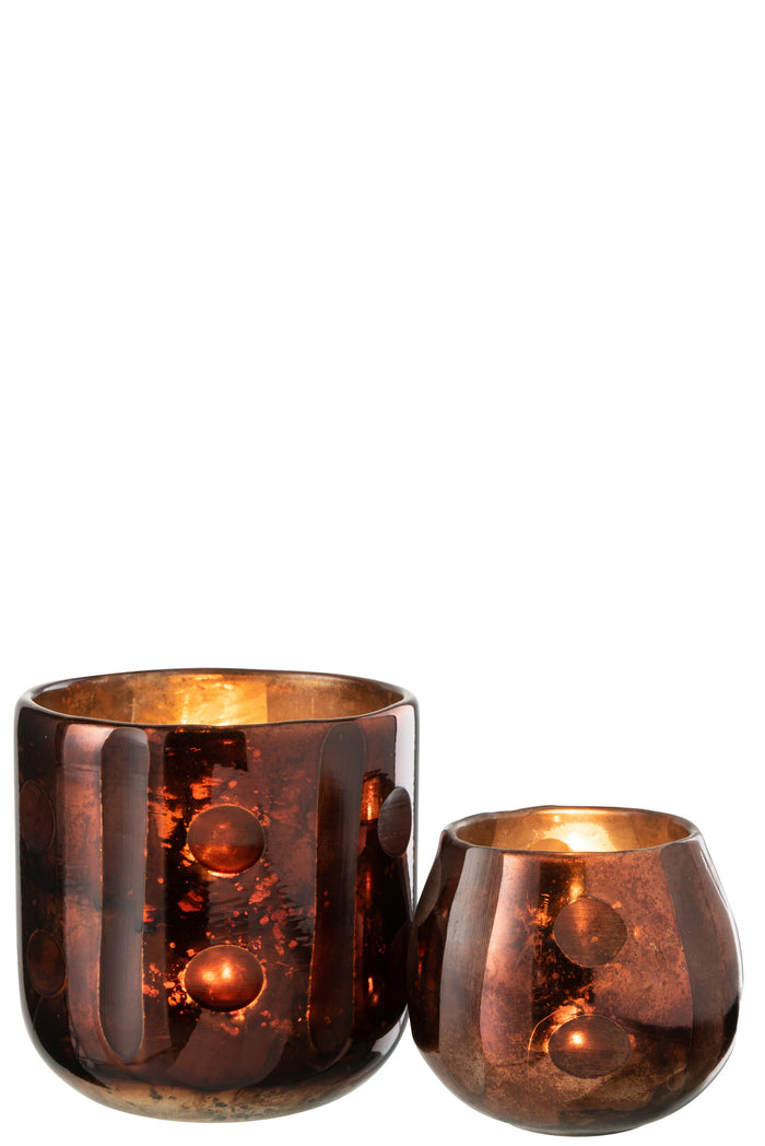 J-Line windlicht Coconut Cylinder - glas - bruin