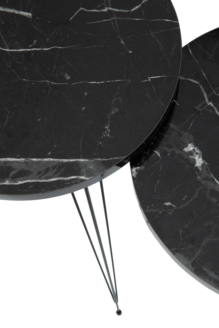 J-Line bijzettafel - kunststof|metaal - zwart - set van 3