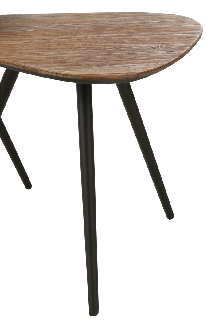 J-Line tafel Driehoek - hout|glas - naturel - set van 2