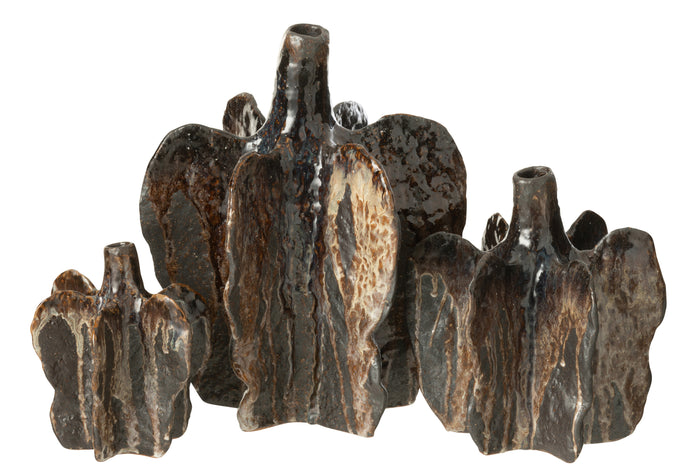 J-Line vaas Naga - keramiek - bruin|zwart - large - Ø 22.5 c