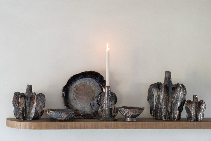 J-Line vaas Naga - keramiek - bruin|zwart - large - Ø 22.5 c