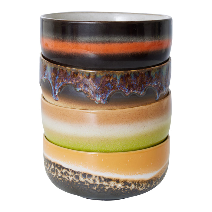 HKliving 70's Ceramics Dessert Kommen Ø 12,5 cm - Set van 4 - Humus