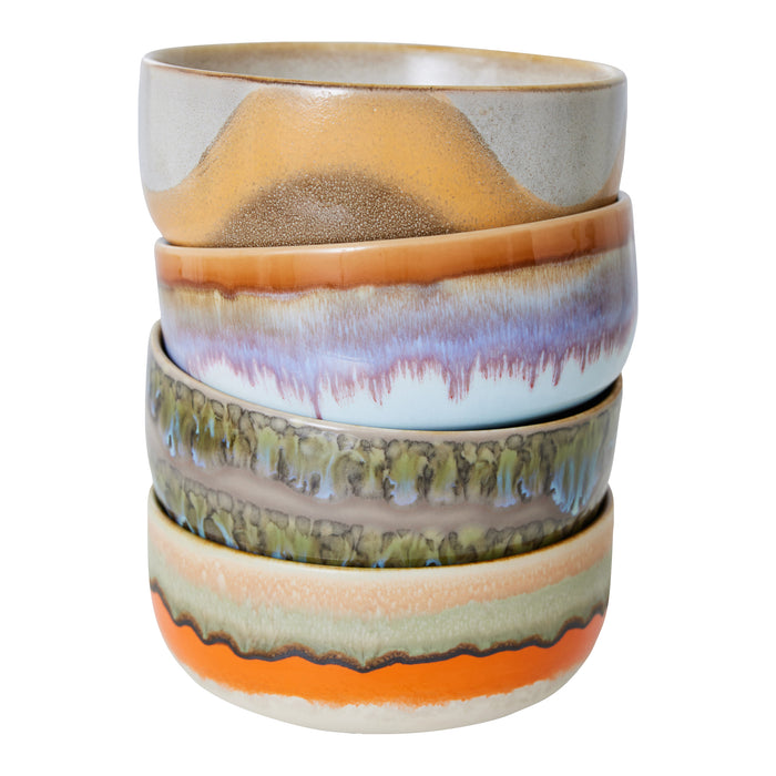 HKliving 70's Ceramics Dessert Kommen Ø 12,5 cm - Set van 4 - Reef