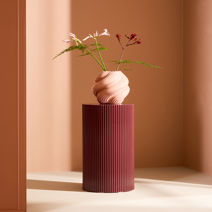 Nest living Asa Houten Bijzettafel Bordeaux Rood - Ø 31 cm