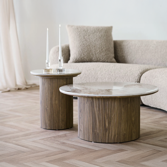 Artichok Ronda Bijzettafel Met Keramiek Blad Bruin Ø 45 cm