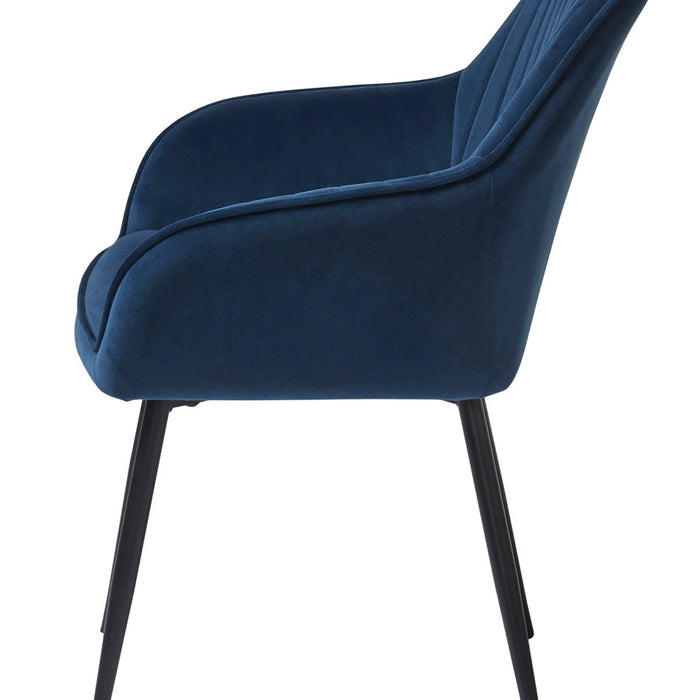 Giga Living - Eetkamerstoel Blauw Velvet - Nolan Stripe - Set van 2