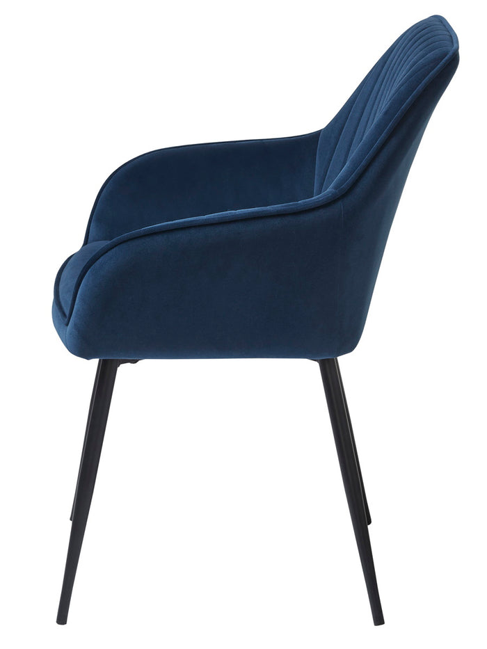 Giga Living - Eetkamerstoel Blauw Velvet - Nolan Stripe - Set van 2