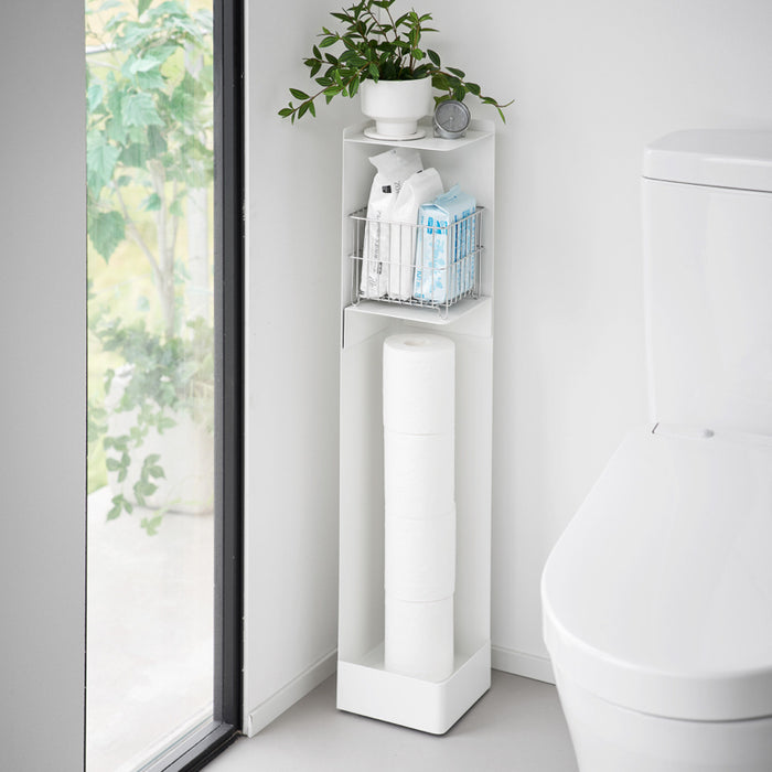 Yamazaki Tower Toiletrolhouder op wielen smal - Wit