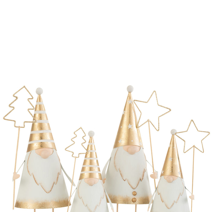 J-Line decoratie Kerstman + Stok Boom|Ster - metaal - wit|go