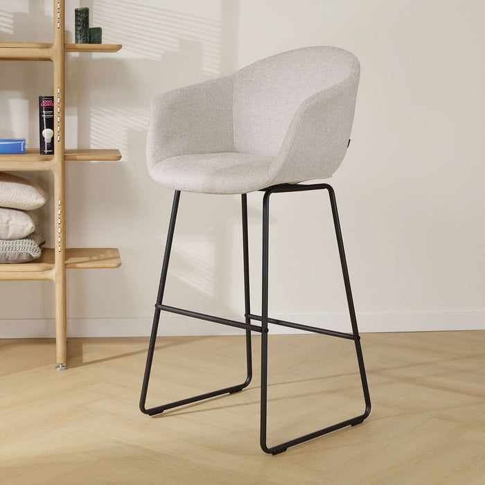 Nolon Nino-Otis Barkruk Beige - met Armleuning - Zwart - 65 cm