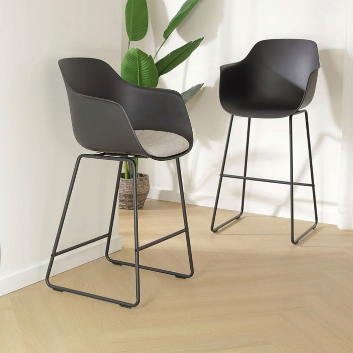 Nolon Nino-Puk Barkruk Zwart - Armleunining - Zwart Onderstel - 75 cm