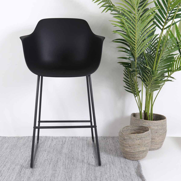 Nolon Nino-Puk Barkruk Zwart - Armleunining - Zwart Onderstel - 75 cm