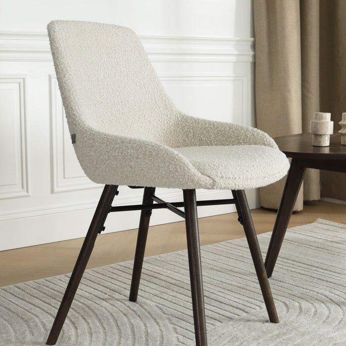 Nolon Nena-Isa Eetkamerstoel Bouclé Beige - Stof - Walnoot Poten