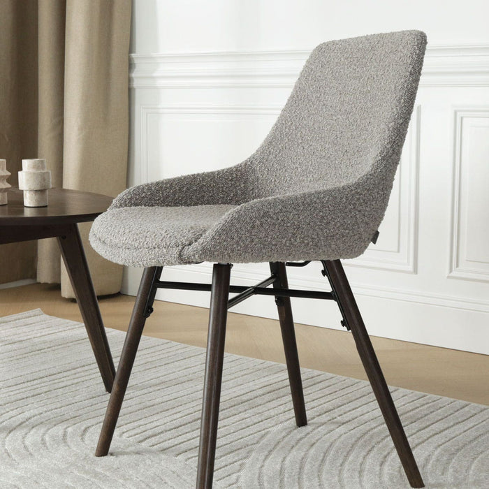 Nolon Nena-Isa Eetkamerstoel Bouclé Taupe - Stof - Walnoot Poten