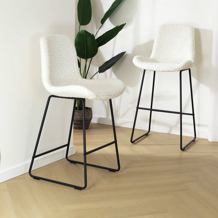 Nolon Nino-Fé Barkruk Teddy Gebroken Wit - Zwart Onderstel - 75 cm