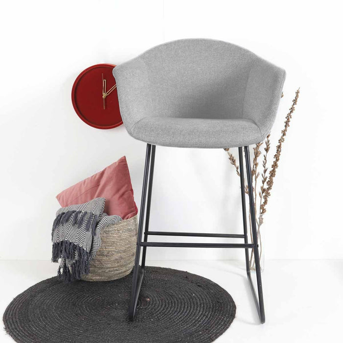 Nolon Nino-Otis Barkruk Lichtgrijs - met Armleuning - Zwart - 75 cm