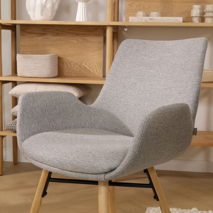 Nolon Nena-Eef Eetkamerstoel Warm Grijs - met Armleuning - Stof