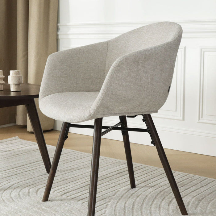 Nolon Nena-Otis Eetkamerstoel Beige - met Armleuning - Walnoot