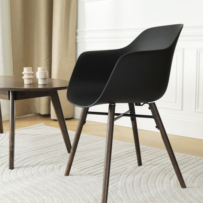 Nolon Nena-Puk Eetkamerstoel Zwart - Armleuning - Walnoot Onderstel