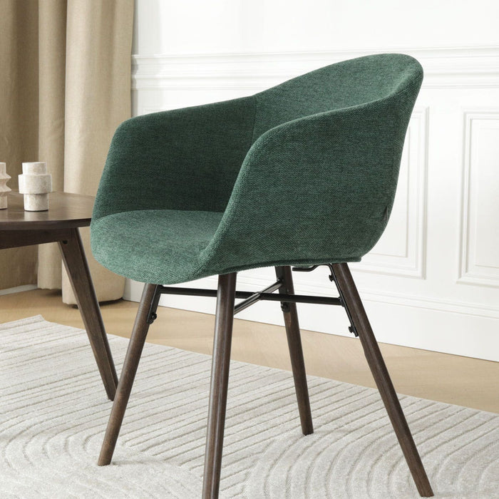 Nolon Nena-Otis Eetkamerstoel Donkergroen - met Armleuning - Walnoot