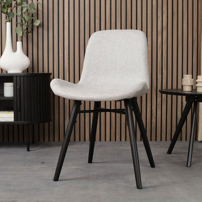 Nolon Nena-Fé Eetkamerstoel Lichtgrijs - Zwarte Houten Poten