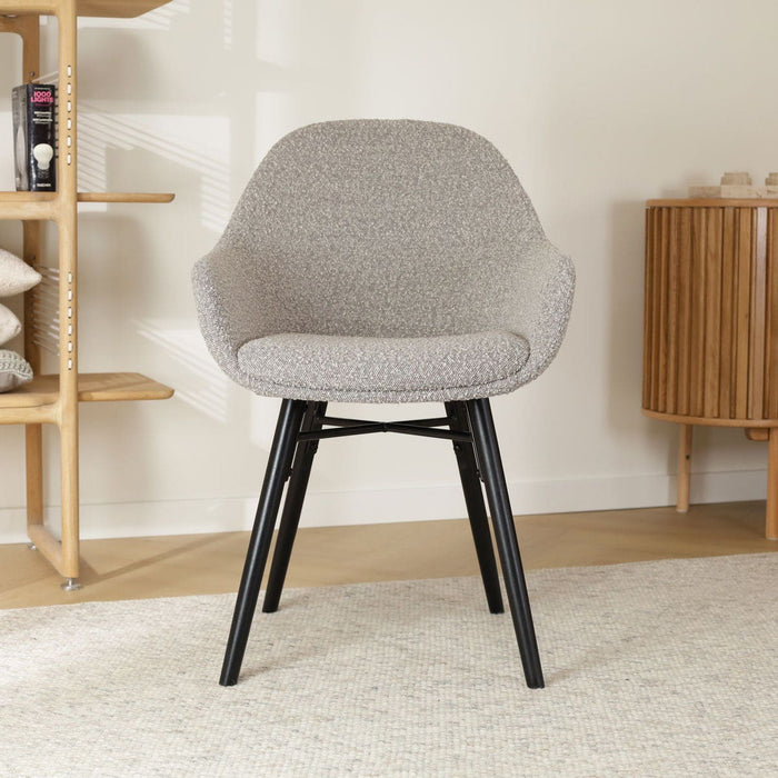 Nolon Nena-Mae Eetkamerstoel Bouclé Taupe - Zwarte Houten Poten